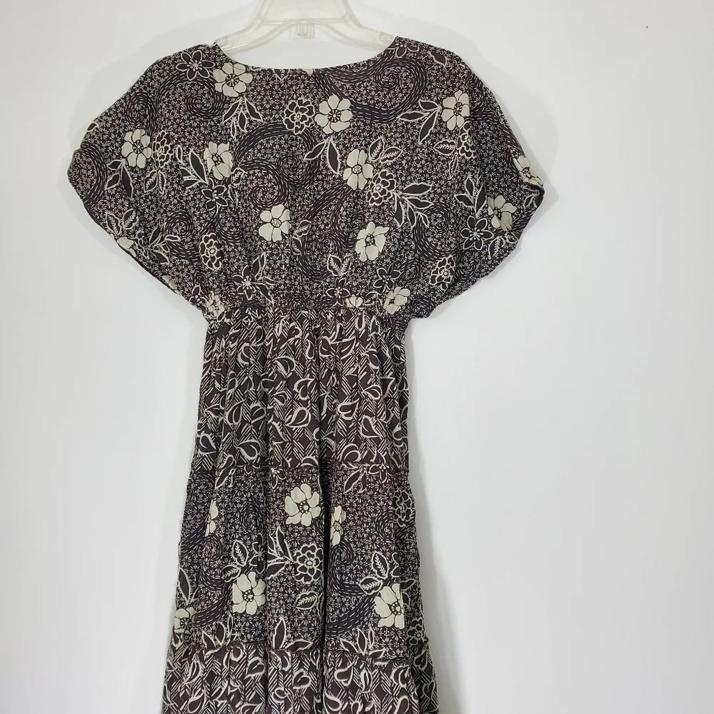 Jane Ashley Brown Cotton Floral Dress, Size Small